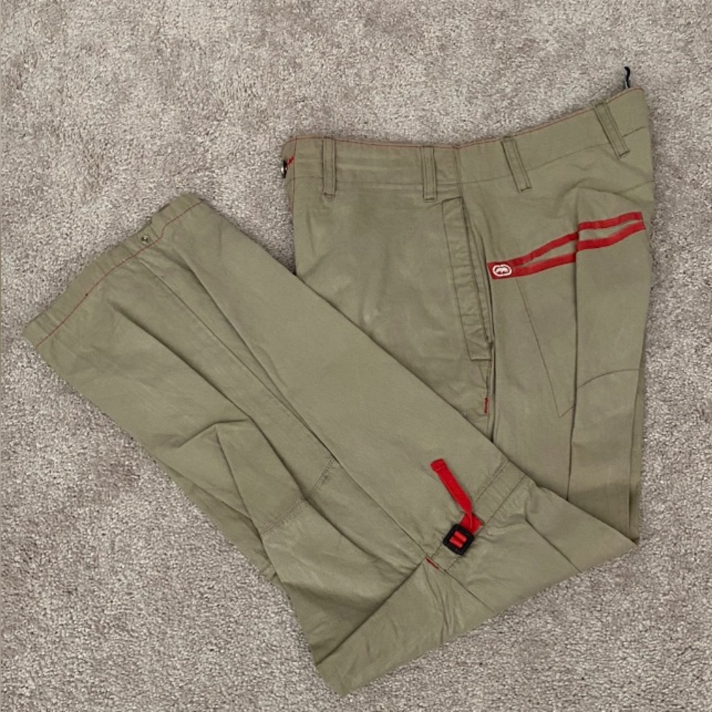 Vintage Y2K Ecko.Complex Denim Foundry Tan and Red Pants Waist 32